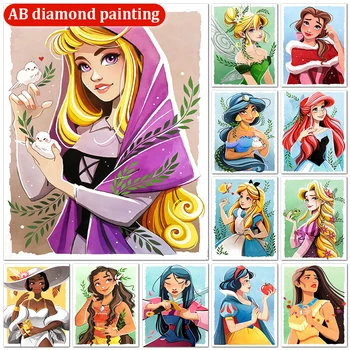 Disney Morská víla Princezná z Rozprávky Plné Kolo Diamond 5D DIY AB Diamond Maľovanie Cartoon Fantasy Výšivky Cross Stitch Korálky Darček