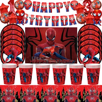 Červená Spiderman Strana Navrhne Pohár Dosky Obrúsky Obrus Superhrdina Party Dekorácie Pre Chlapcov Narodeniny Dieťa Sprcha Party Decor