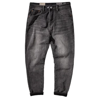 Zimné Plyšové pribrala jeans pánske jesenné a zimné nové elastické SLIM ROVNÉ nohavice