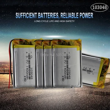 10pc 3,7 V 1400mAh 103048 Lítium-Polymérová LiPo Nabíjateľná Batéria Pre Mp3, Mp4 PAD DVD DIY E-kniha bluetooth