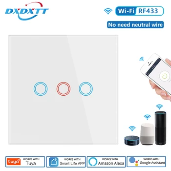 DXDXTT Alexa WiFi Smart Switch Tuya Č Neutrálne Normy EÚ Touch Smart Život Prepínače 220V Pracovať S Google Domov Ovládanie Hlasom