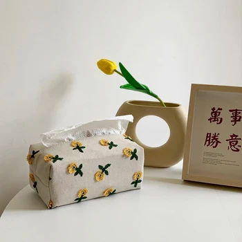 Japonský Malý Kvet Tkaniva Box Svetlo Luxusný Obal Obývacia Izba Jedáleň Dekorácie Obrúsok Kryt Krásne Tkaniny Pokrytie