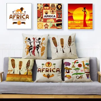 Afrika Primitívne Portrét Zvierat Hodiť Vankúš 45*45 cm Štvorcových Vankúše Bielizeň, Vankúše Prípadoch Domova Vankúš 0