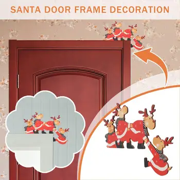 1pc Vianočné Rám Dverí Dekorácie Santa Claus Elk Drevené Vianočné Ozdoby Vianočné Dvere Dekor Okno Domáce Dekorácie