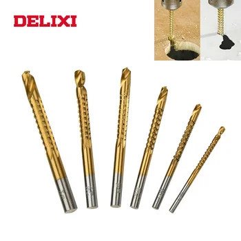 DELIXI 6pcs Drill Bit Nastavený Zúbkovaný Twist Vŕtať rýchloreznej Ocele, spracovanie Dreva Vŕtanie Dreva Nástroj Drážkovanie Dierovanie ručného Náradia