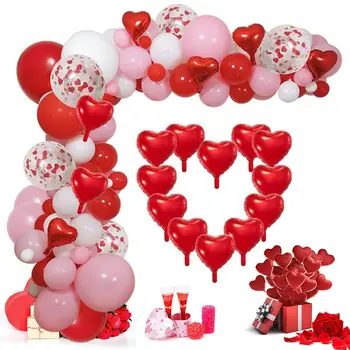 93Pcs Valentines Day Balón Arch Balóniky Valentinku Červená LÁSKA Srdce Fóliové Balóniky Ružový Rose Červené Balóniky Valentína Dekor