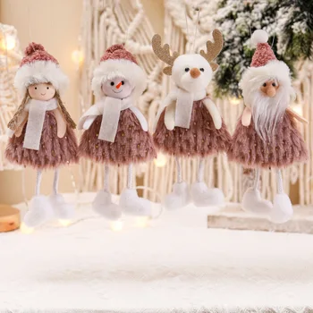 2022 Vianočné Tvorivé Santa Claus Snehuliak Bábika Elk Anjel Veselé Vianoce Tree Decor pre Domáce Vianočné Ozdoby Mini Bábika Prívesky
