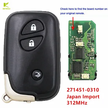KEYECU Nahradenie 3 Tlačidlo Smart key Keyless 271451-0310 FOB pre Lexus LS460 GS430/450/460 IS350 2006-2012 Japonsko Import 312MHz