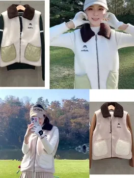 Jesenné a zimné Fashion golf cashmere vesta roztomilý klope golier odnímateľný golf dámske sako