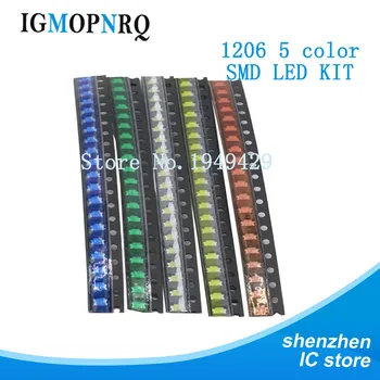 100 ks 1206 SMD LED light package LED package červená biela zelená modrá žltá 1206 led na sklade