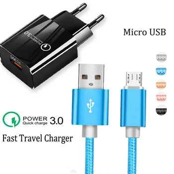 Micro USB Kábel na Synchronizáciu Údajov Rýchle Sieťovej Nabíjačky Pre Xiao Redmi 3 3S 4A Poznámka 4X 5X 3 4 5 6 Pro Huawei Honor QC 3.0 Nabíjačka Telefónu