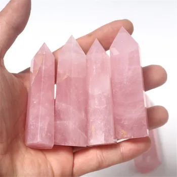 Prírodné Kamene Rock Kremeň Pink Rose Prútik Bod Liečivú Energiu Rudy Minerálny Kameň Zbierky Dekor pre domáce 40-50mm
