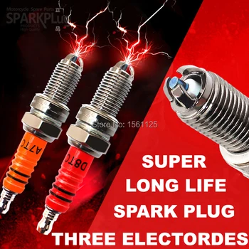 100KS Tri elektródy Super D8TC Motocykel Spark Plug 125cc D8TJC pre DR8EA D8EA DR8EIX DPR8EA-9 DPR8EIX-9 IX24 X24ESR-U HG22