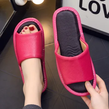 Letné Ženy Dizajnér Domov Sandále Módne Originálne Kožené Sklzu na Papuče Žena Designe Vnútorné Listy Ladides Mužov Flip Flops