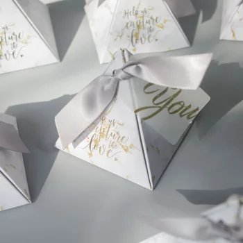 Trojuholníkové Pyramídy darčeka svadobné zdvorilosti a darčeky, sladkosti box svadobné darčeky pre hostí, svadobné dekorácie