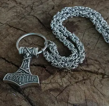 lanseis 1pcs Thor ' s Hammer prívesok viking mužov náhrdelník Obrovský Thor Mjolnir Amulet Škandinávskych Triquetra Jelenej Lebky jewelr