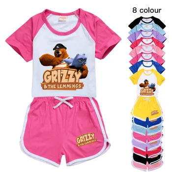 Zviera Medveď Grizzy a Lemmings Baby Boy Šaty Sady detský Letný T-košele a Obleky Dieťa, Batoľa Dievča Ležérne Športové Oblečenie