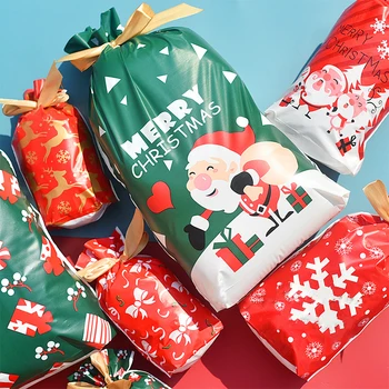 5/10pcs Nový Rok 2022 Candy Bag Santa Darček Taška Snowflake Ostrý Šnúrkou Taška Veselé Vianočné Dekorácie pre Domov Noel Prítomný