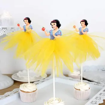 Snow White Party Dodávky Princezná Tematické Cupcake Mulčovače Pre Deti Strany(Anna, Ariel ,Popoluška, Elsa, Sofia) Výzdoba Darček 0