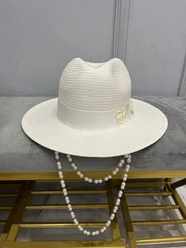 2022 v lete nový príchod dvojitá Reťaz Popruh Fedora Klobúk slamený klobúk pre ženy