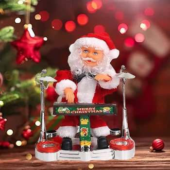 Vianočné Elektrické Hudby Santa Claus Bábiky Hračky Hrať Na Bicie Súpravu, Tanečné Santa Claus Oblečenie Pre Bábiku Dekorácie, Ozdoby Na Vianočný Darček