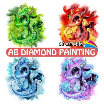 AB Diamond Maľovanie Dieťa Dragon Diy 5d Cartoon Výšivky Mozaiky Cross Stitch Hobby Farebné Domova Remeselné Darčeková Sada