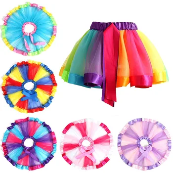 2021 Nové Tutu Sukne Dieťa Dievča Oblečenie, 12M-8Yrs Farebné Mini Pettiskirt Dievčatá Party Dance Rainbow Tylu Sukne Deti Oblečenie