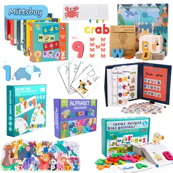 2 In1 Dieťa Montessori 3D Puzzle Drevených Zvierat List Číslo Zbierať Puzzle Hra Vzdelávacie Karty Kognitívne Hračka pre Deti Darček