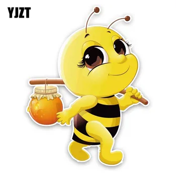 YJZT 15.1 CM*19.8 CM Včely S Medom Odtlačkový PVC Auto Nálepky 12-300600