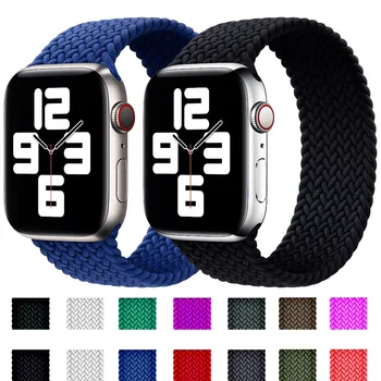 Silikónové Sólo Slučky Popruh Pre Apple hodinky kapela 44 mm 40 mm 38 mm 42mm Nylon Textúra Elastický pás náramok iWatch 2 3 4 5 se 6 popruh