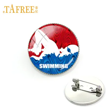 TAFREE Klub Zdravia Šperky Brošňa Plávanie Tanečné Umenie Obrázok Klobúk Oblečenie Kolíky Ručné Kolo Kovové Šperky FQ567