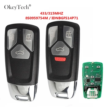 OkeyTech 3/4Button 315/433mhz Ovládanie Diaľkové Auto Kľúč Na Audi A4 A5 Q7, TT 2016 2017 2018 2019 HU66 Čepeľ puzdro Príslušenstvo