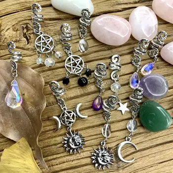 Čarodejnice príslušenstvo vlasy korálky Crystal vlasy krúžok šperky, prívesok quartz dredy vesmíru moc vlasové doplnky, darčeky