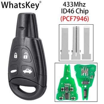 WhatsKey Diaľkové Auto Kľúč Pre Saab 93 95 2003-2011 Ovládanie Soft Tlačidlá Uncut Prázdne HU100 433Mhz ID46 PCF7946 LTQSAAM433TX