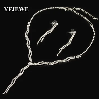 YFJEWE Nové Drahokamu crystal Sady Šperkov Náhrdelník náušnice nastaviť Elegantné Shinning Šperky Set pre ženy, Svadobné Nevesty Strany N172