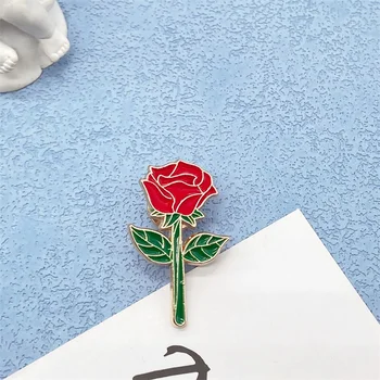 Sladké A Romantické Red Rose Dizajn Kovových Smalt Brošňa Creative Móde Rastlina, Kvet Odznak Pin Šperky Mužov A Ženy Darček