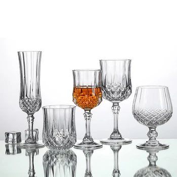 Francúzsky dovoz CDA luk crystal retro strane-cut krištáľové sklo červené víno, poháre šampanského sklo pohár whisky