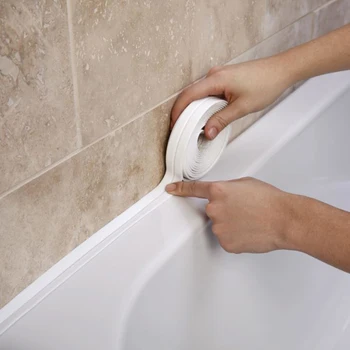 Nová Kúpeľňa so sprchovým Kútom Umývadlo, Vaňa Tesniace Pásky Páska Biela PVC samolepiace Nepremokavé Stenu, nálepky na Kúpeľňa Kuchyňa