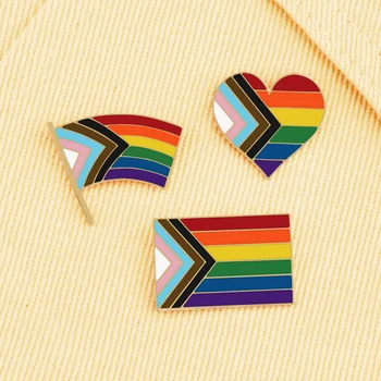 LGBT Srdce Tvar Smalt Pin Dúha Farieb Obdĺžnik Vlajka Brošne Homosexuálov a Lesbičiek Odznak Pin Dekorácie, Šperky Darček Žena žena
