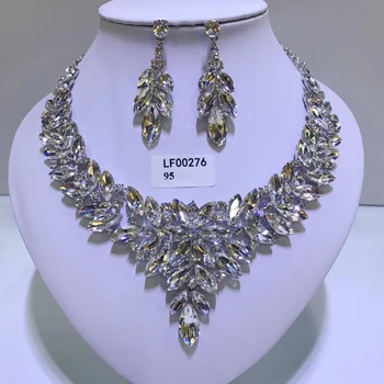 Drahokamu Svadobné Šperky Sady Crystal Vyhlásenie Náhrdelníky Náušnice, Sety Dubaj Afriky Indické Šperky Set