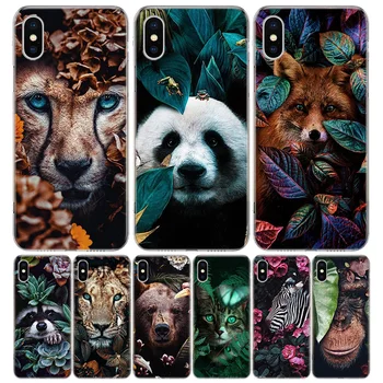 Panda Líška, Mačka V Džungli Kremíka Hovoru Telefón puzdro Pre Apple iPhone 11 13 14 Pro Max 12 Mini 7 Plus 6 X XR XS 8 6S SE 5S Kryt 0