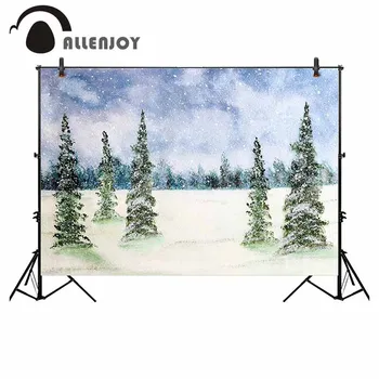Allenjoy pozadia pre fotografovanie studio vianočné zimná vločka borovice sky pozadie studio photobooth photocall textílie