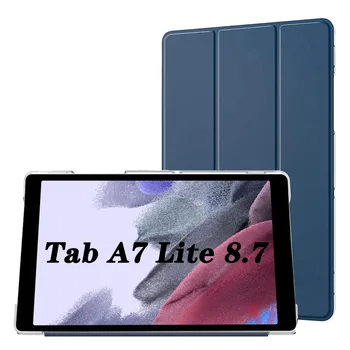 Prípad tabletu Samsung Galaxy Tab A7 Lite 8.7 2021 SM-T220 SM-T225 T220 T225 Trifold PU Kože Flip Cover + Pevného PC Späť Shell