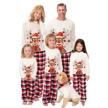 2022 Nové Zimné Páry Vianočné Pyžamo Rodiny Oblečenie Set Sa Matka Deti Oblečenie Otec, Mama, Dieťa Vianočné Jeleň Tlač Pyžamá