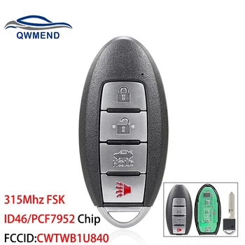QWMEND pre Nissan Tlačidlo CWTWB1U840 Smart Remote Auto Kľúč pre Nissan Sentra Naopak Klapky 4 Tlačidlo 315Mhz ID46/PCF7952 Čip