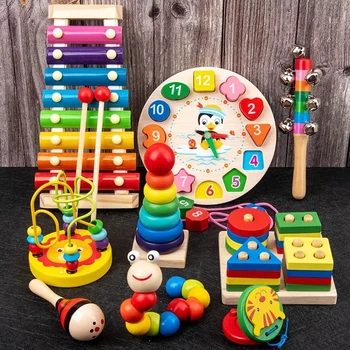 Montessori Drevené Hračky pre Dieťa 1 2 3 Rokov Chlapci Dievča, Batoľa, Dieťa Vývoj Hračky Drevené Puzzle pre Deti, Vzdelávacie Dieťa Hry