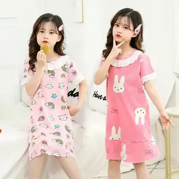 Deti, Dievčatá, Pyžamá Šaty Princezná Nightgown Cartoon Deti Sleepwear Bavlna Teen Oblečenie Pre Voľný Čas 2022 Letné Oblečenie