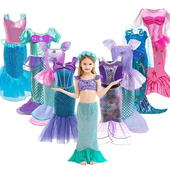 Dievčatá Malá Morská víla Kostýmy Deti Narodeniny Halloween Princezná Dievča Šaty detský Letný Ariel Party Oblečenie pre Karneval 3-10 TON