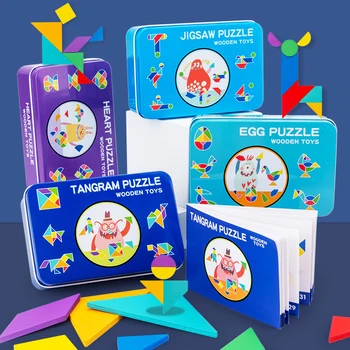 Deti Drevené Hračky Tangram Puzzle Drevené 3d Puzzle Myslenie Školenia Hra Montessori Vzdelávacie Hračky Pre Deti, Darčeky