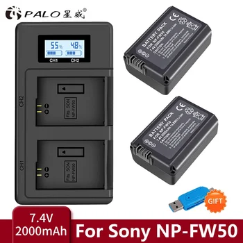 2000mAh NP-FW50 NP FW50 Kamera, Batéria + LCD Nabíjačka Pre Sony A6000 NEX-7 NEX 5N F3 NEX-3D NEX-3DW NEX-3 K NEX-5C Alfa 7R II